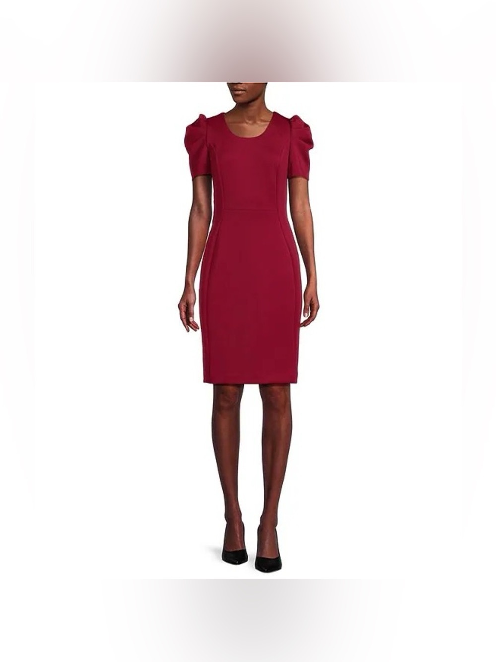Calvin Klein burgundy Puff Sleeve Sheath Dress NWT